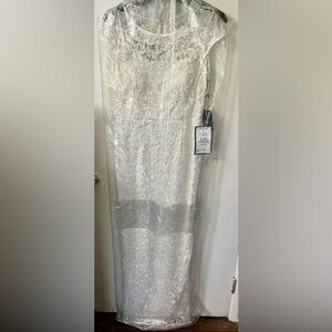 Adrianna Papell White Lace Bridal Gown